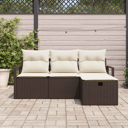 Set Divano da Giardino con cuscino 4 pcs Marrone Poly Rattan - homemem39