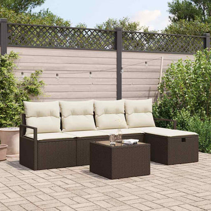 Set Divano da Giardino con cuscino 6 pcs Marrone Poly Rattan - homemem39
