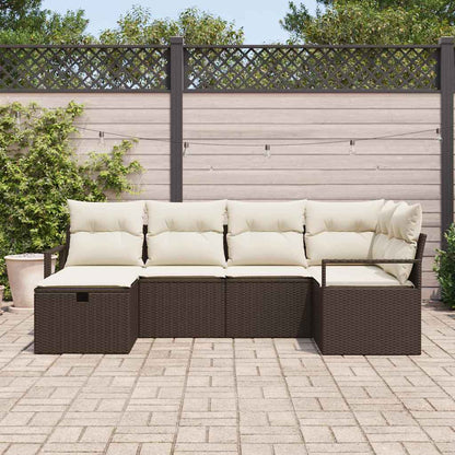 Set Divano da Giardino con cuscino 6 pcs Marrone Poly Rattan - homemem39