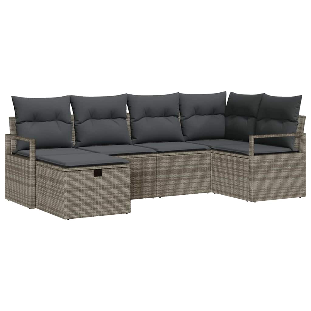 Set Divano da Giardino 6 pz Grigio polyrattan | homemem39