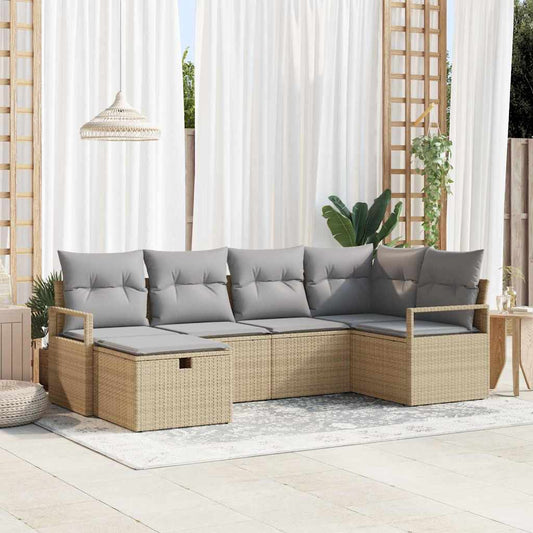 Set Divano da Giardino con cuscino 6 pcs Beige polyrattan - homemem39