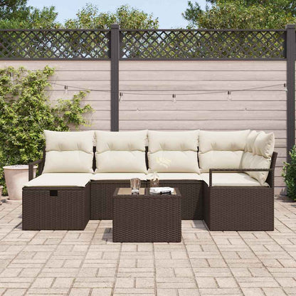 Set Divano da Giardino con cuscino 7 pcs Marrone Poly Rattan - homemem39