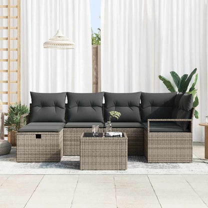 Set Divano da Giardino 7 pz Grigio polyrattan | homemem39