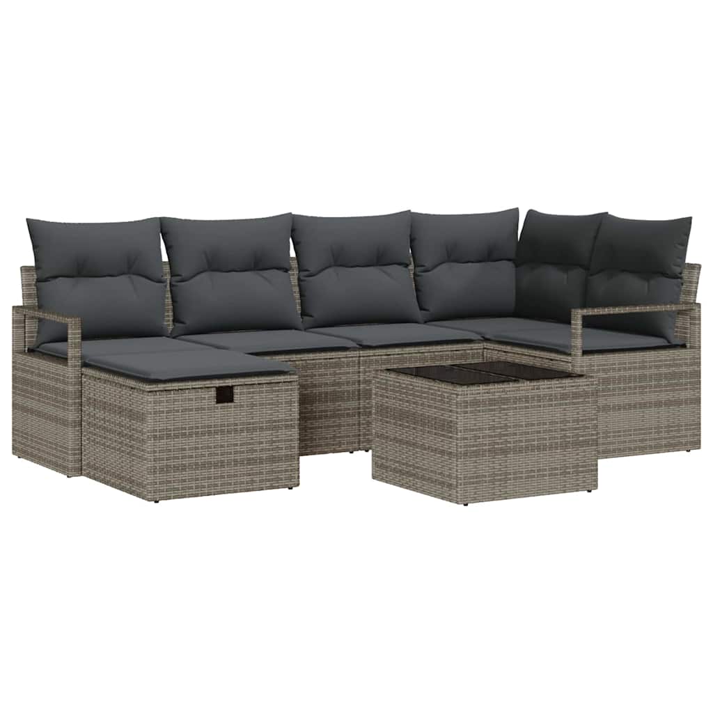 Set Divano da Giardino 7 pz Grigio polyrattan | homemem39