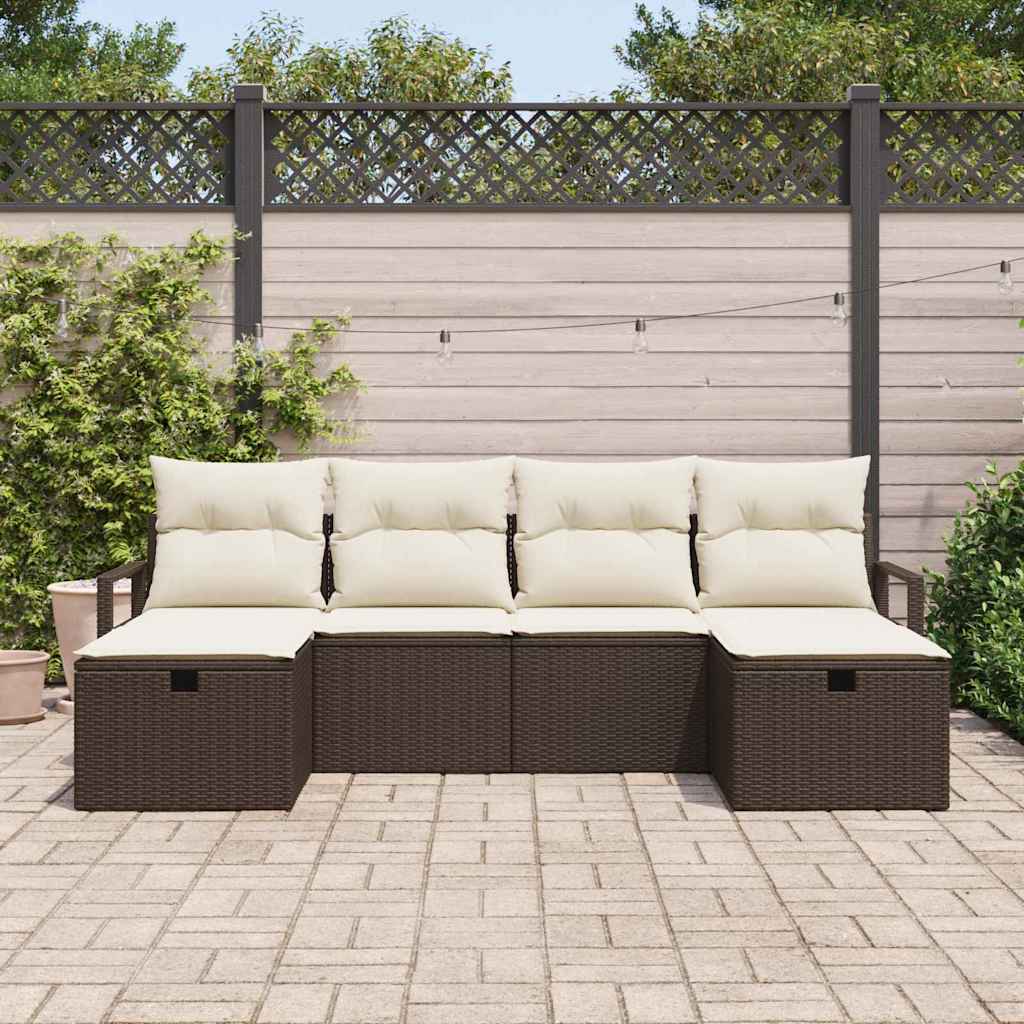 Set Divano da Giardino con cuscino 6 pcs Marrone Poly Rattan - homemem39