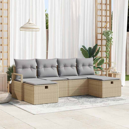 Set Divano da Giardino con cuscino 6 pcs Beige Poly Rattan - homemem39