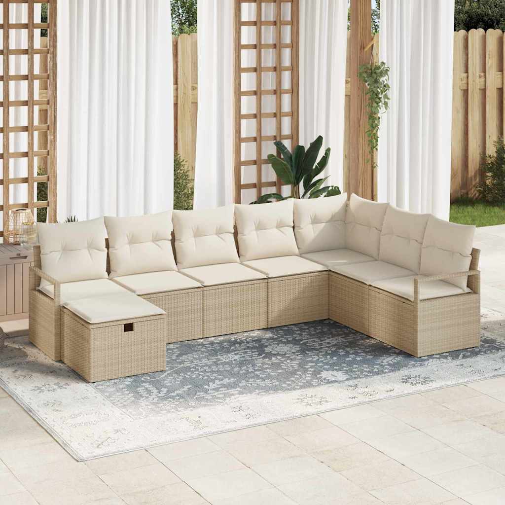 Set Divano da Giardino 8 pcs Beige Poly Rattan - homemem39