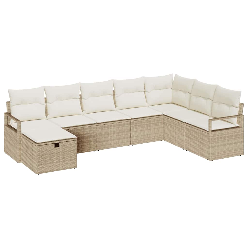 Set Divano da Giardino 8 pcs Beige Poly Rattan - homemem39