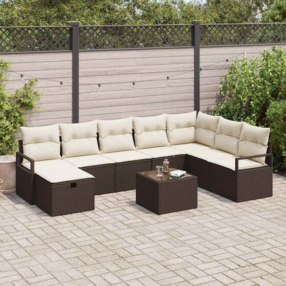 Set Divano da Giardino 9 pcs Marrone Poly Rattan - homemem39
