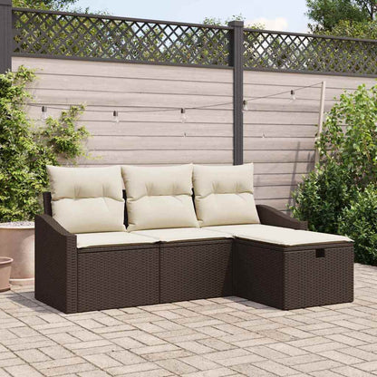 Set Divano da Giardino con cuscino 4 pcs Marrone Poly Rattan - homemem39