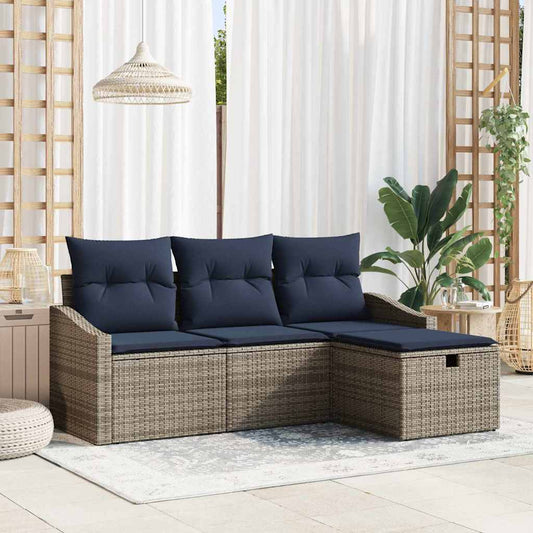 Set di divani con cuscino 3 pcs polyrattan | homemem39
