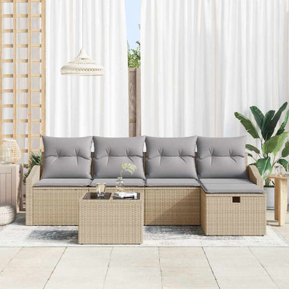 Set Divano da Giardino 6 pcs Beige 55 x 55 x 37 cm Poly Rattan