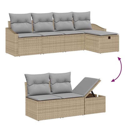 Set Divano da Giardino 6 pcs Beige 55 x 55 x 37 cm Poly Rattan