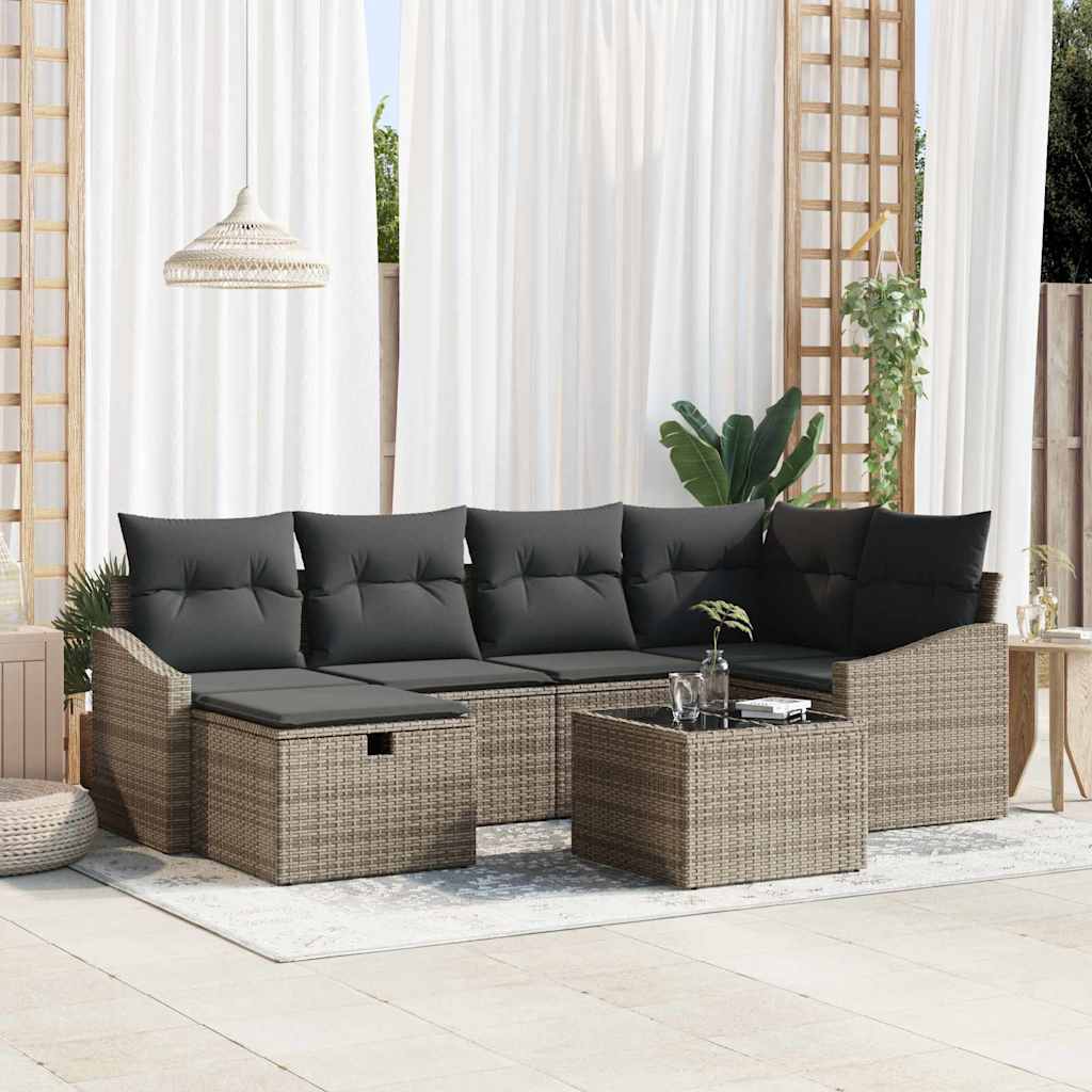 Set di divani con cuscino 7 pcs polyrattan | homemem39