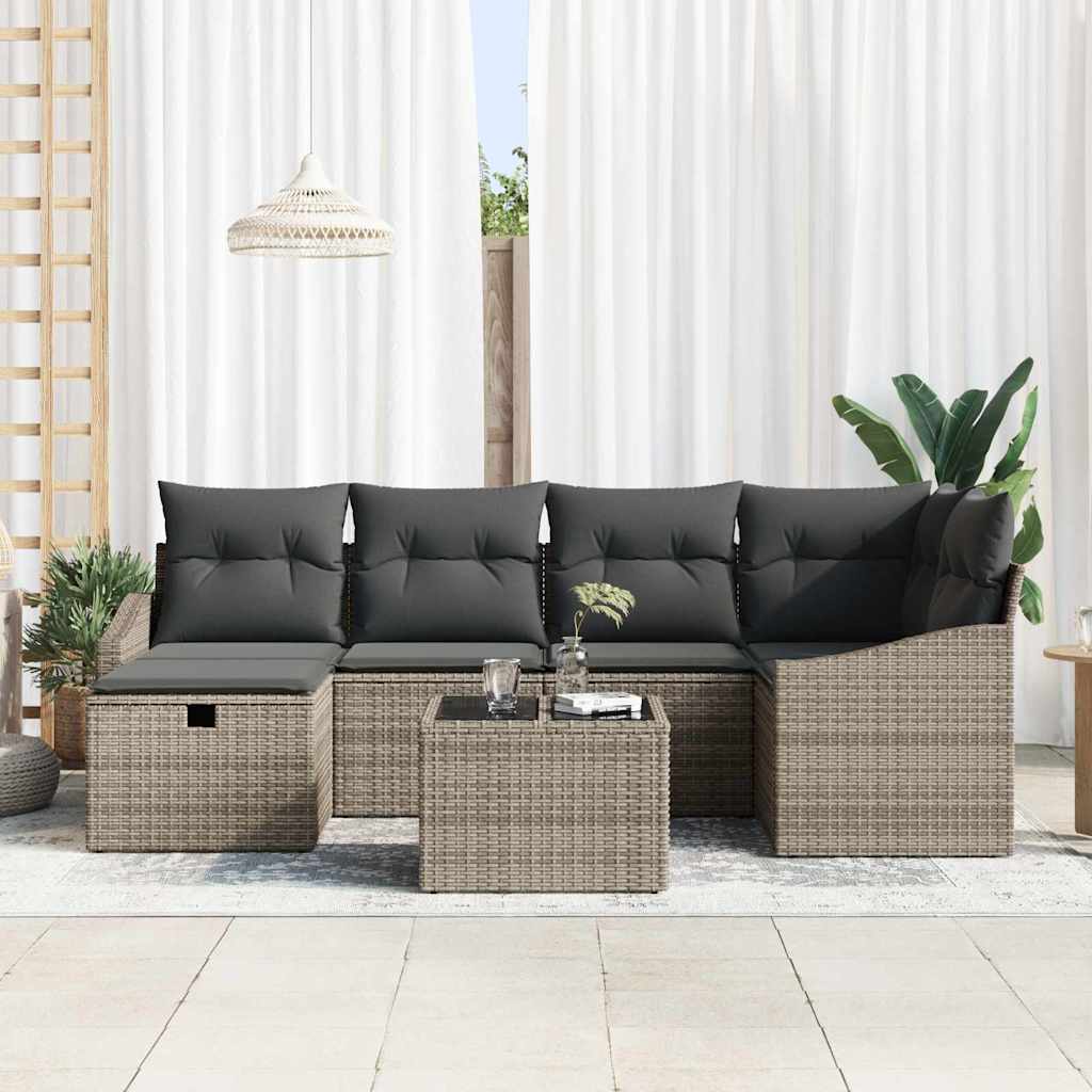 Set di divani con cuscino 7 pcs polyrattan | homemem39