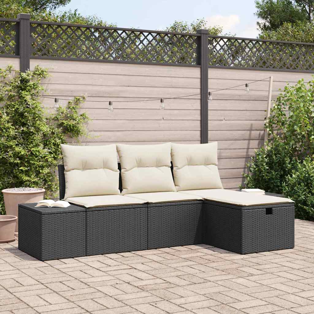 Set di divani con cuscino 4 pcs polyrattan | homemem39