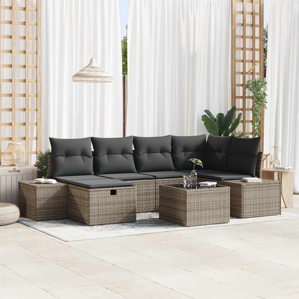 Set di divani con cuscino 7 pcs polyrattan | homemem39