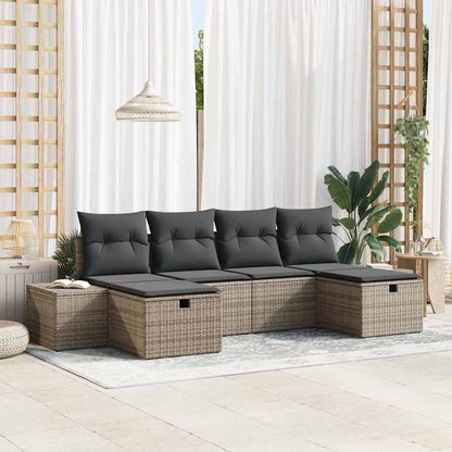 Set Divano da Giardino 6 pz Grigio polyrattan | homemem39