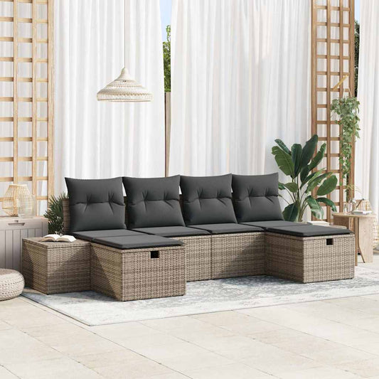 Set Divano da Giardino 6 pz Grigio polyrattan | homemem39