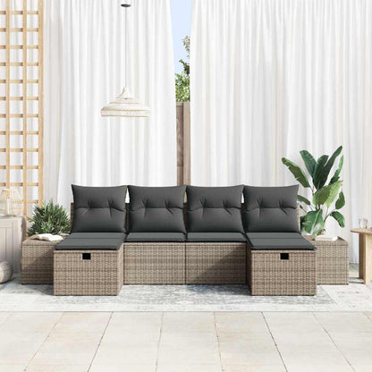 Set Divano da Giardino 6 pz Grigio polyrattan | homemem39