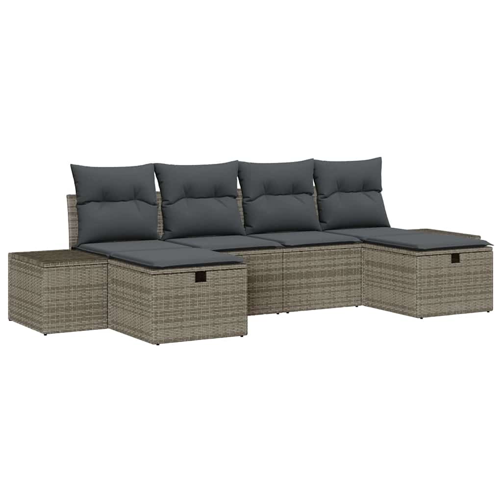 Set Divano da Giardino 6 pz Grigio polyrattan | homemem39