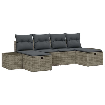 Set Divano da Giardino 6 pz Grigio polyrattan | homemem39