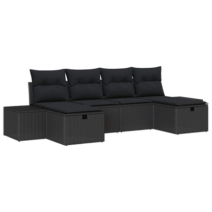 Set Divano da Giardino 6 pz Nero polyrattan | homemem39