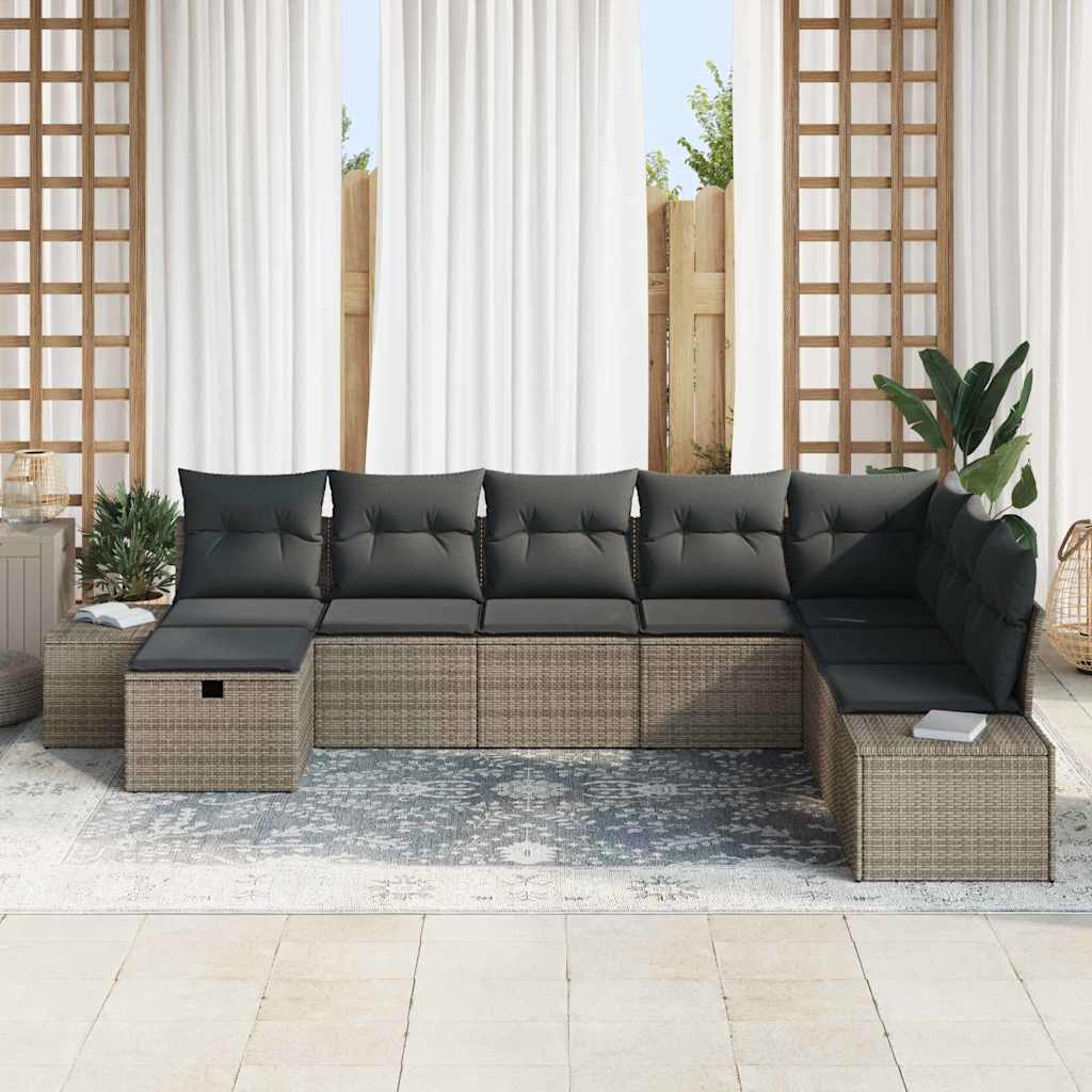 Set Divano da Giardino 8 pz Grigio polyrattan | homemem39