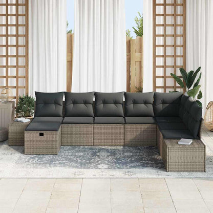 Set Divano da Giardino 8 pz Grigio polyrattan | homemem39