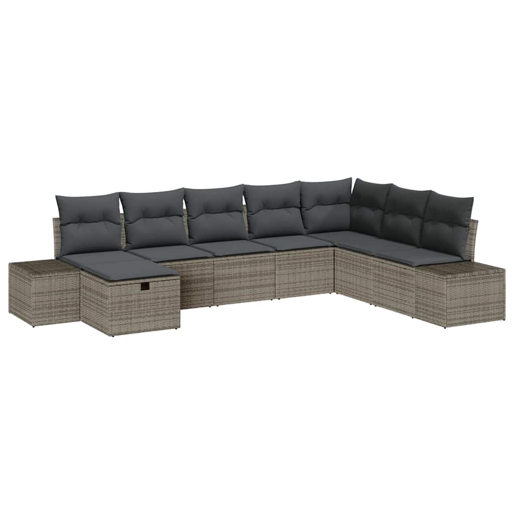 Set Divano da Giardino 8 pz Grigio polyrattan | homemem39