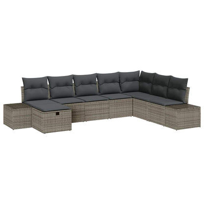 Set Divano da Giardino 8 pz Grigio polyrattan | homemem39