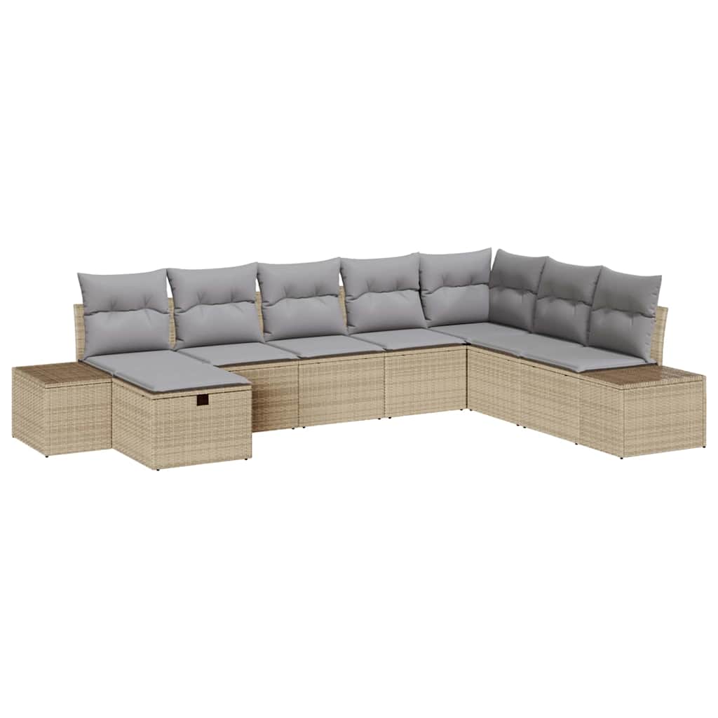 Set Divano da Giardino 8 pz Beige polyrattan | homemem39