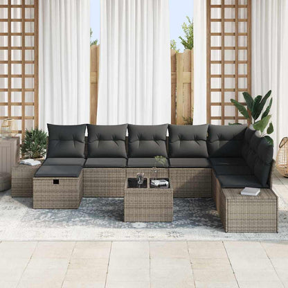 Set Divano da Giardino 9 pz Grigio polyrattan | homemem39