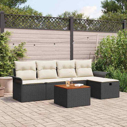 Set Divano da Giardino con cuscino 6 pcs Nero Poly Rattan - homemem39