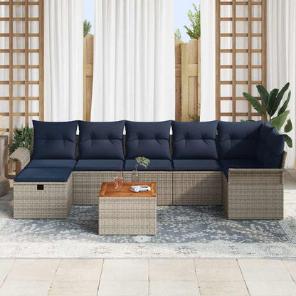 Set Divano da Giardino con cuscino 8 pcs Grigio Poly Rattan | homemem39