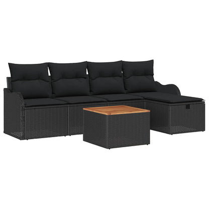 Set Divano da Giardino 6 pz Nero Poly Rattan | homemem39