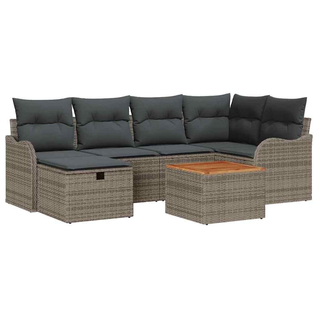 Set Divano da Giardino 7 pz Grigio Poly Rattan | homemem39
