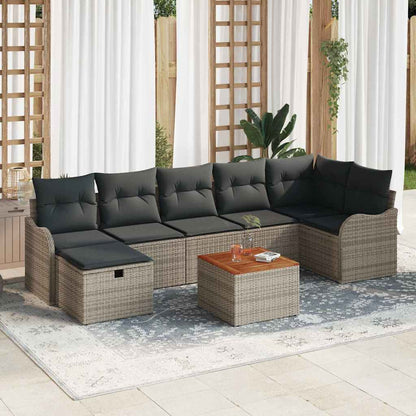 Set Divano da Giardino 8 pz Grigio Poly Rattan | homemem39