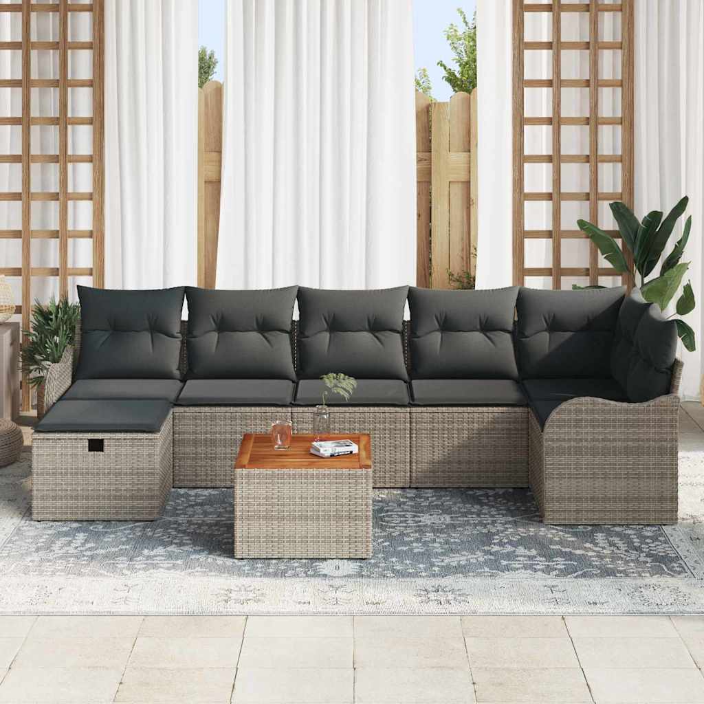 Set Divano da Giardino 8 pz Grigio Poly Rattan | homemem39