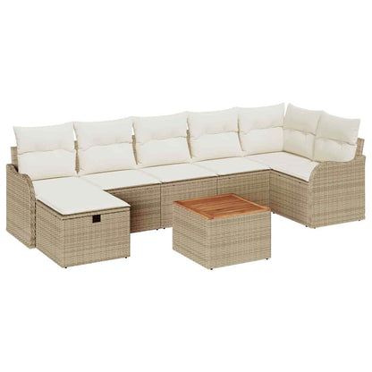Set Divano da Giardino con cuscino 8 pcs Beige Poly Rattan - homemem39