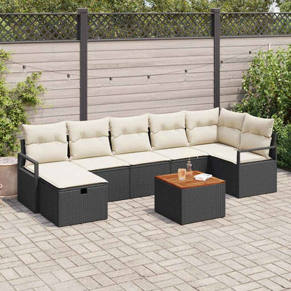 Set Divano da Giardino con cuscino 8 pcs Nero Poly Rattan - homemem39