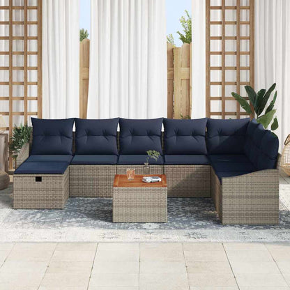 Set Divano da Giardino con cuscino 9 pcs Grigio Poly Rattan | homemem39