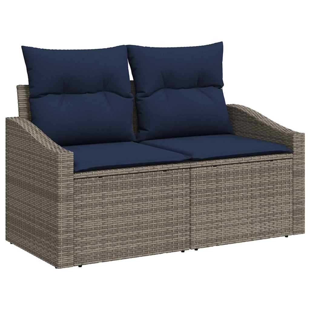 Set Divano da Giardino con cuscino 9 pcs Grigio Poly Rattan | homemem39