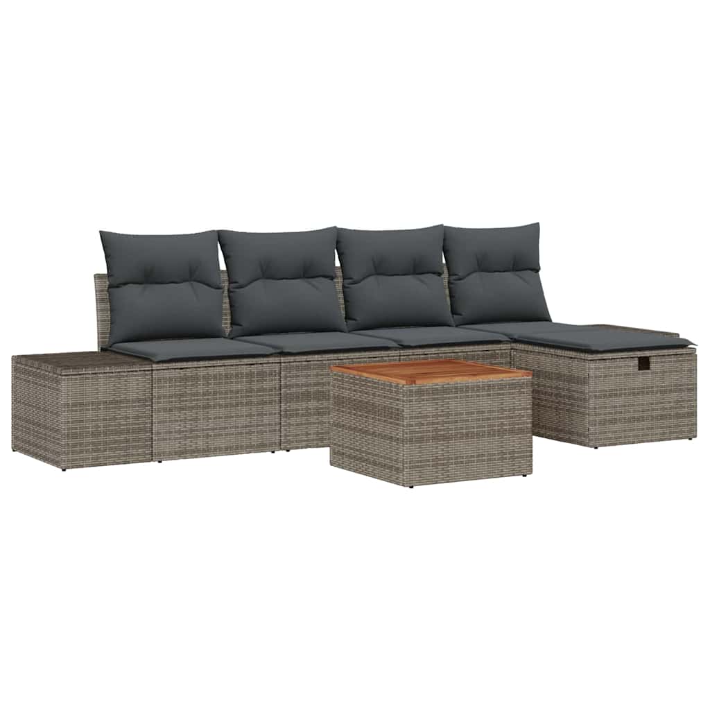 Set Divano da Giardino 6 pz Grigio Poly Rattan | homemem39
