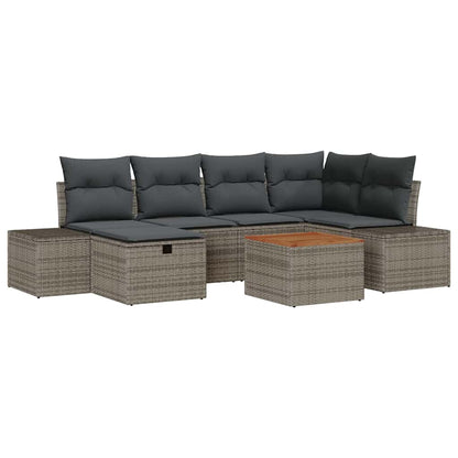 Set Divano da Giardino 7 pz Grigio Poly Rattan