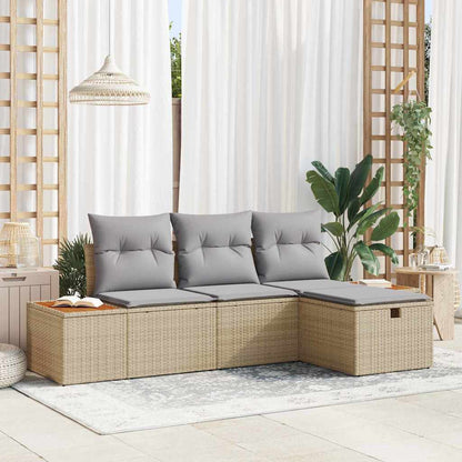 Set Divano da Giardino 4 pz Beige polyrattan - homemem39