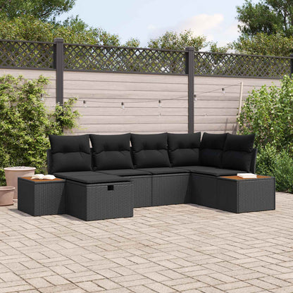 Set Divano da Giardino con cuscino Nero polyrattan | homemem39