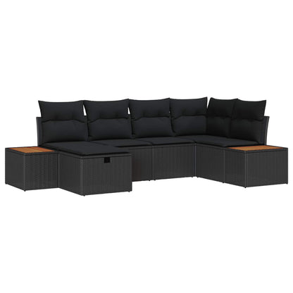 Set Divano da Giardino con cuscino Nero polyrattan | homemem39