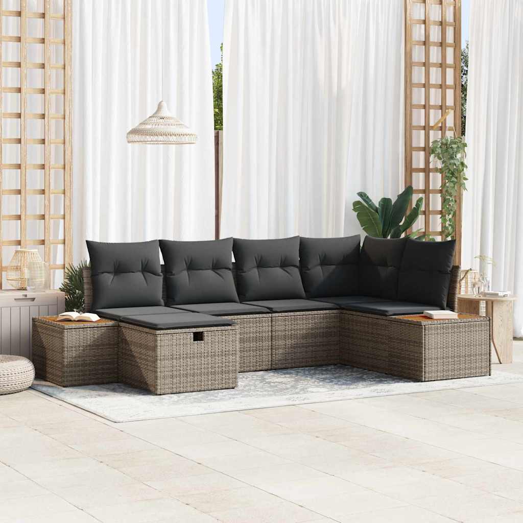 Set Divano da Giardino con cuscino Grigio polyrattan | homemem39