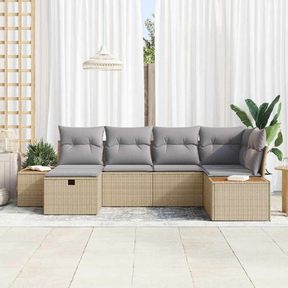 Set Divano da Giardino con cuscino Beige polyrattan | homemem39